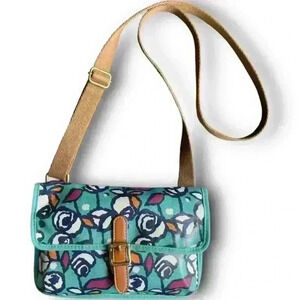 y2k floral rose mini messenger‎ coated purse fossil artsy design buckle snap zip